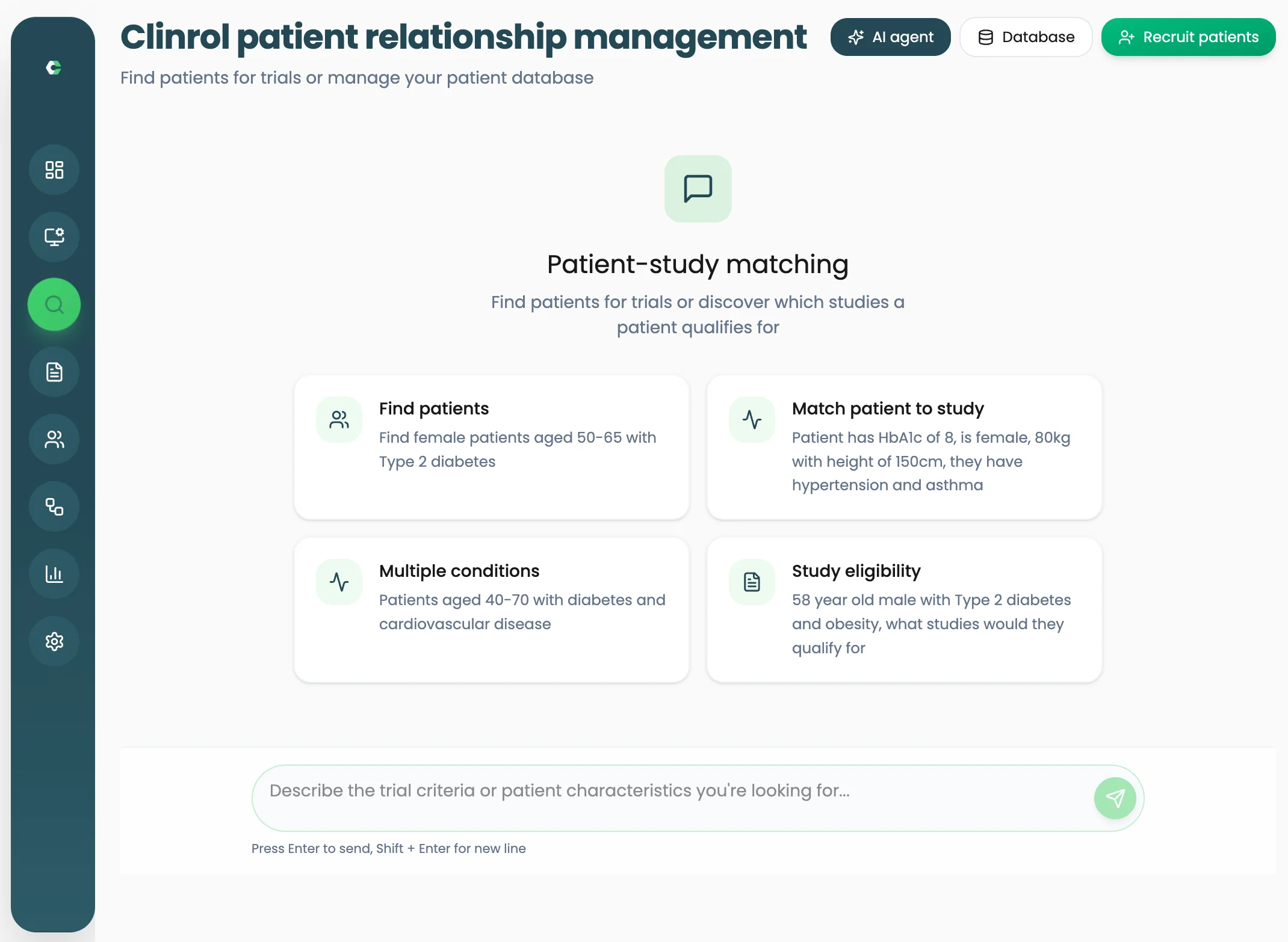 Clinrol Connect patient relationship management with AI patient-study matching